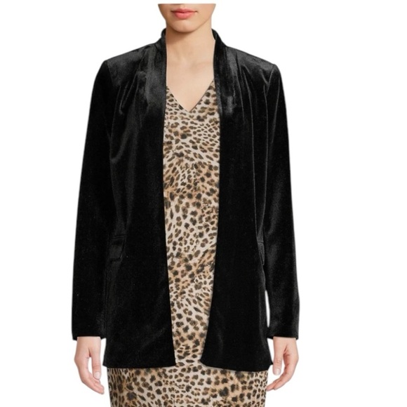 CALVIN KLEIN Black Velvet Open Front Blazer Jacket Size 22W NEW - Picture 1 of 9
